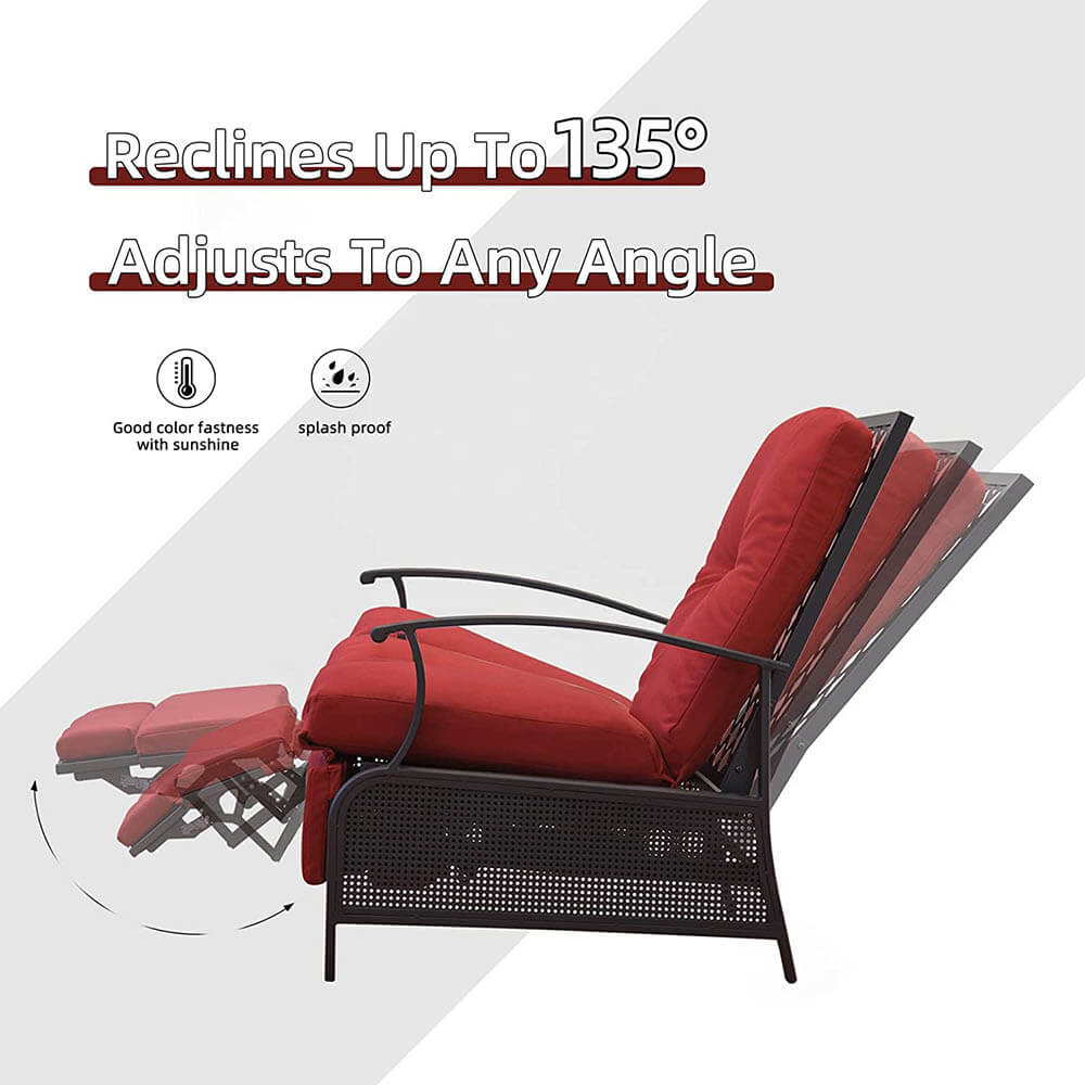 Domioutdoorliving Adjustable Patio Recliner Chair#color_red