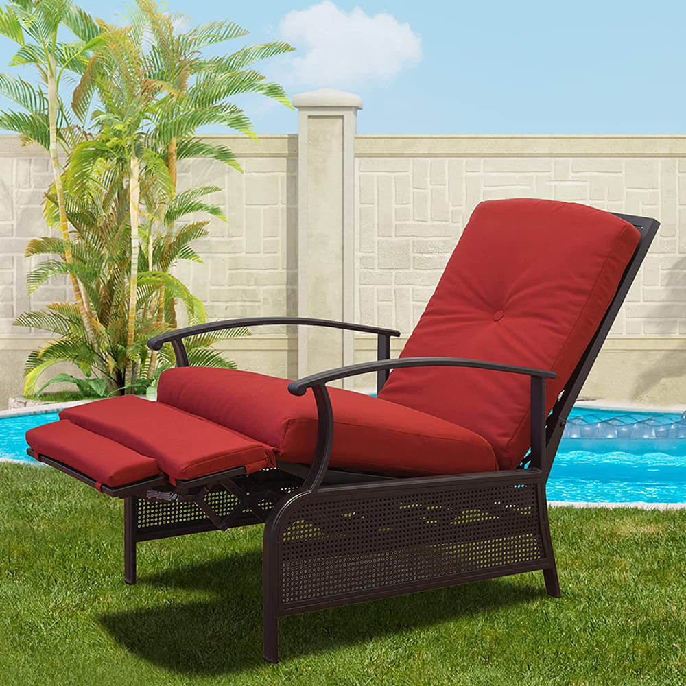 Domioutdoorliving Adjustable Patio Recliner Chair#color_red
