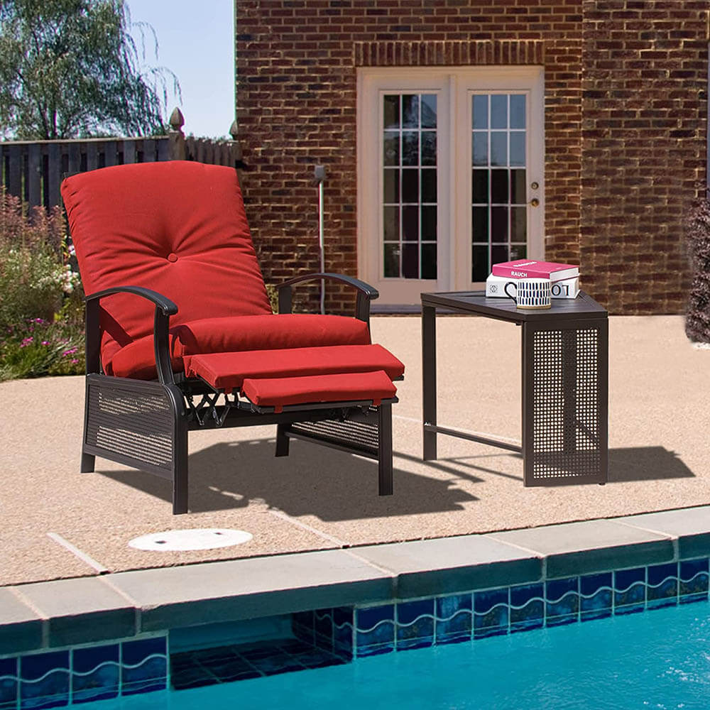 Domioutdoorliving Adjustable Patio Recliner Chair#color_red