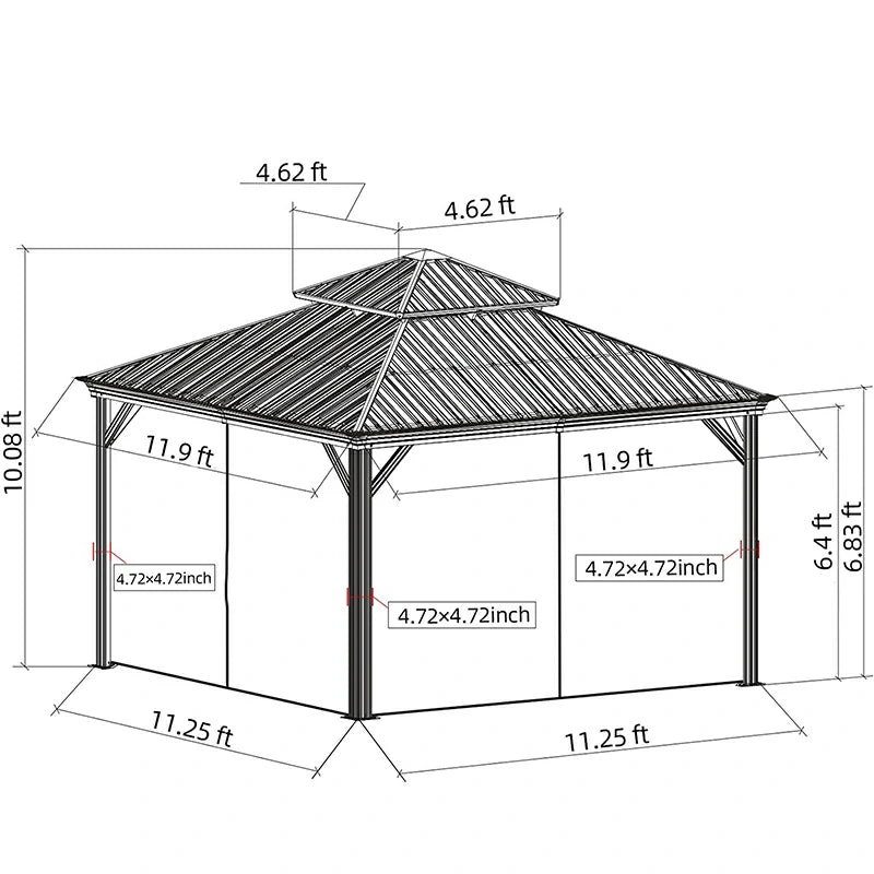 Domi Outdoor Living Hardtop Gazebo#size_12'x12'