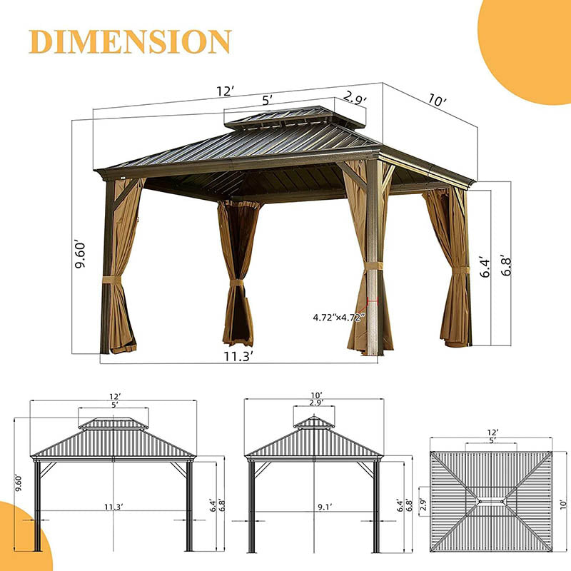 Domi Outdoor Living Hardtop Gazebo#size_10'x12'