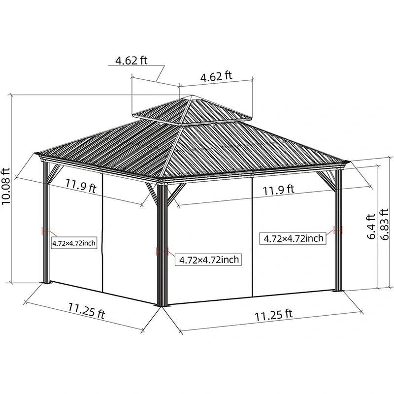 Domi Outdoor Living Hardtop Gazebo#size_12'x12'