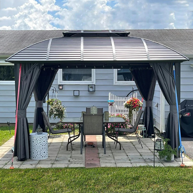 Domi 10 x12 Arc Gazebo with Steel Double Roof