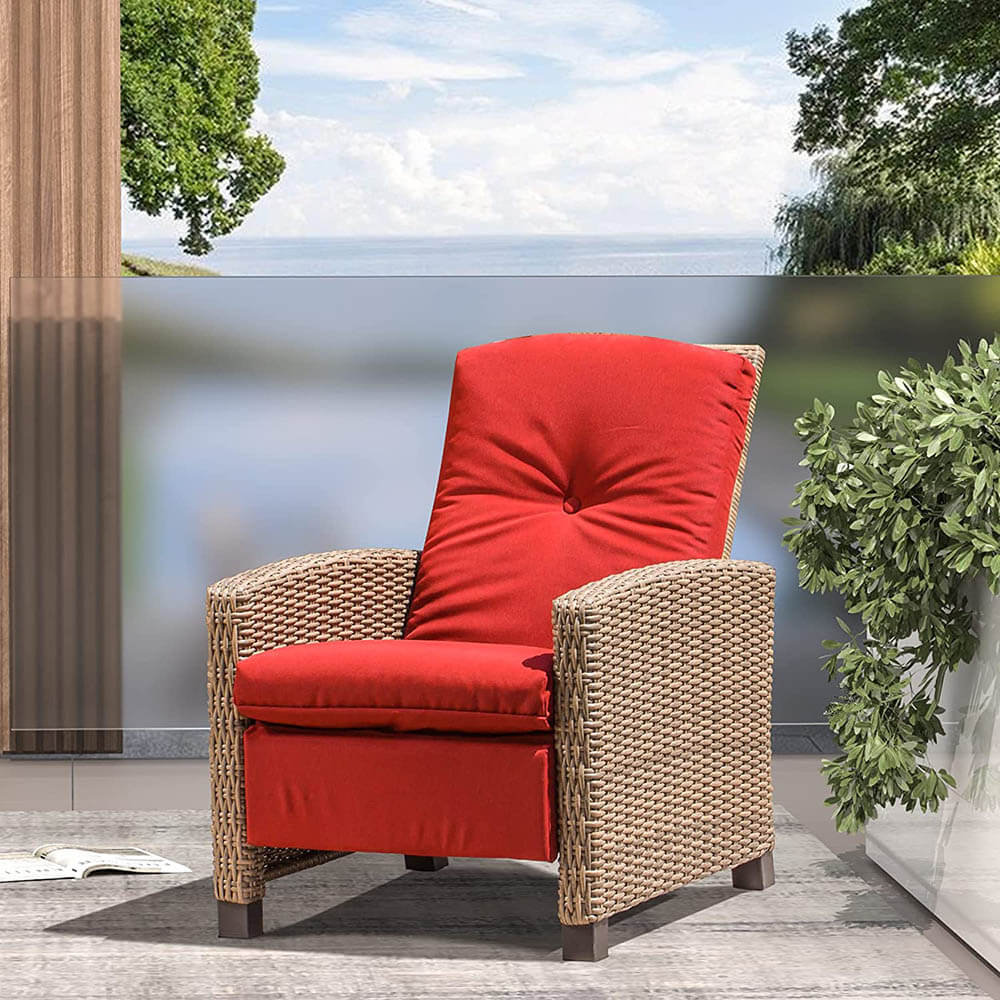 Domi Outdoor Living Rattan Lounge Chair#color_red