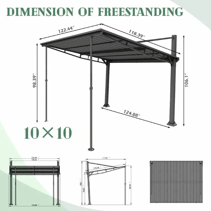 Domi Freestanding Gazebo with Slanted Roof#Size_10'x10'