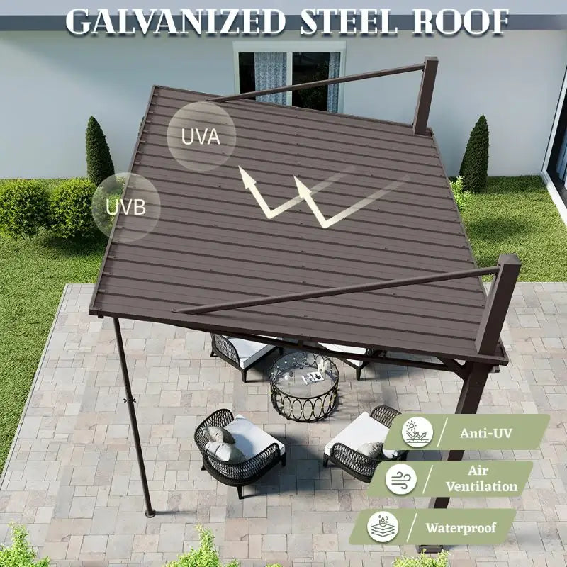 Domi Freestanding Gazebo with Slanted Roof#Size_10'x12'