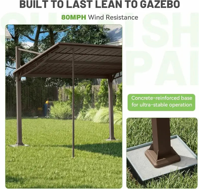 Domi Freestanding Gazebo with Slanted Roof#Size_10'x12'