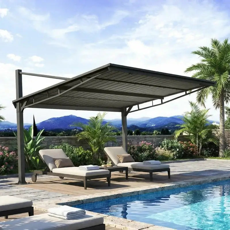 Domi Freestanding Gazebo with Slanted Roof#Size_10'x12'