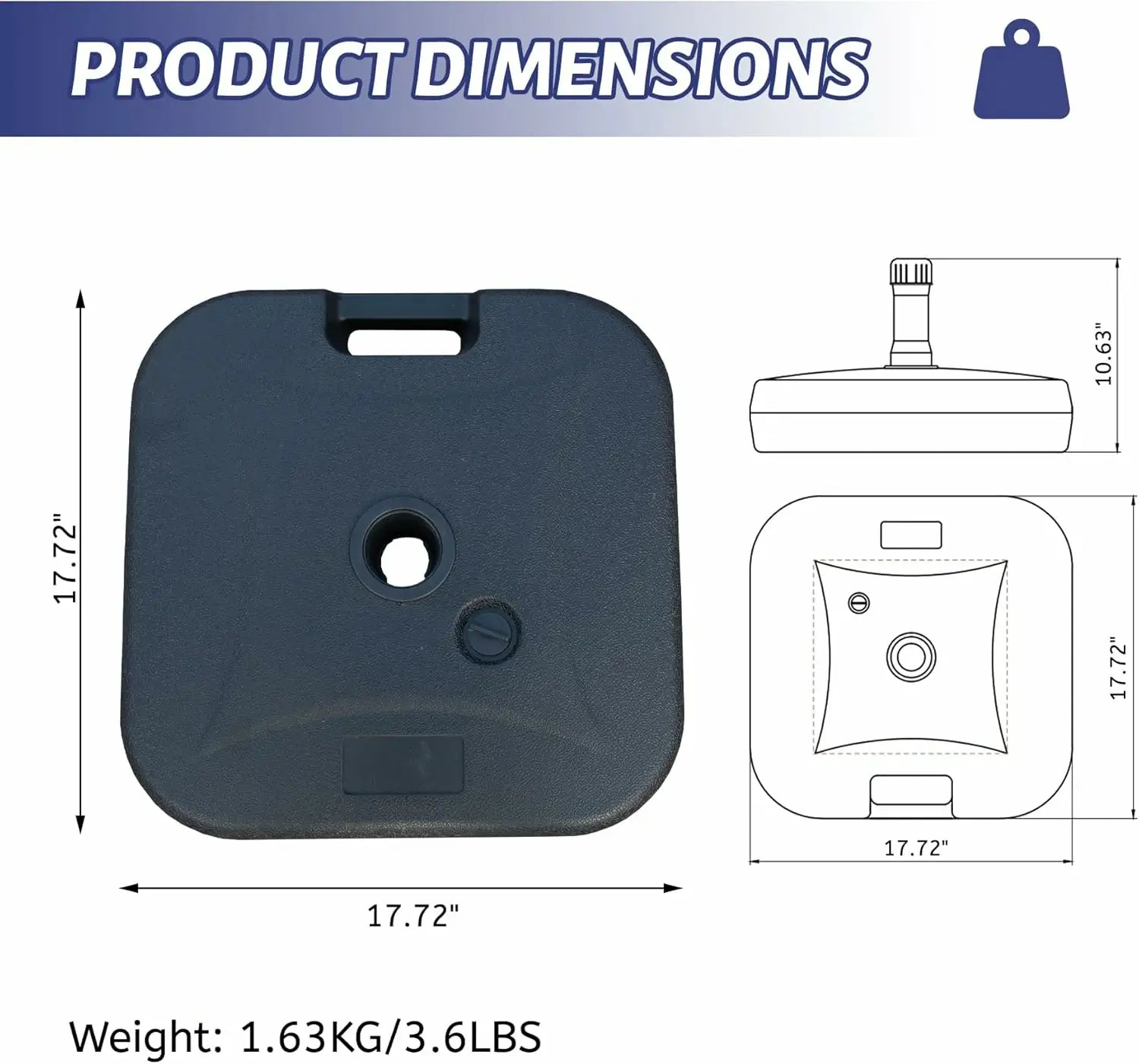 Market Umbrella Base-Square-50 LBS