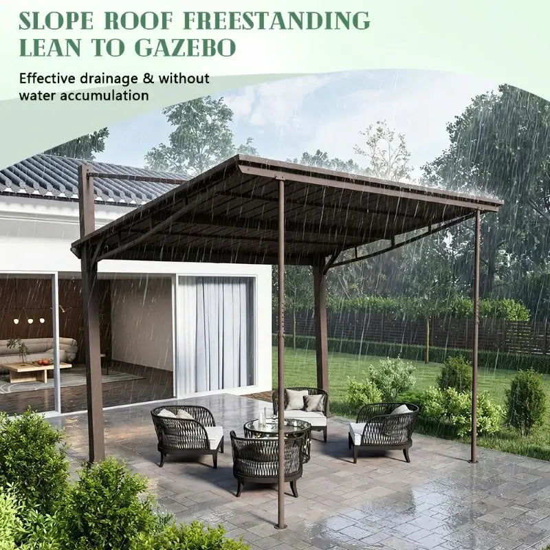 Freestanding Gazebo with Slanted Roof#Size_8'x10'