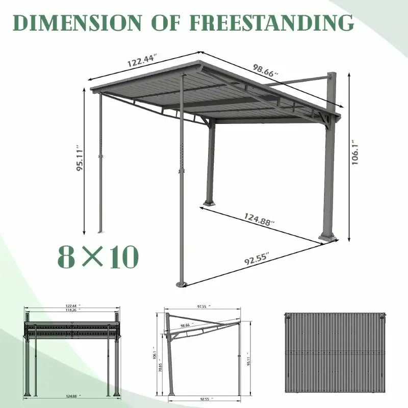 Freestanding Gazebo with Slanted Roof#Size_8'x10'