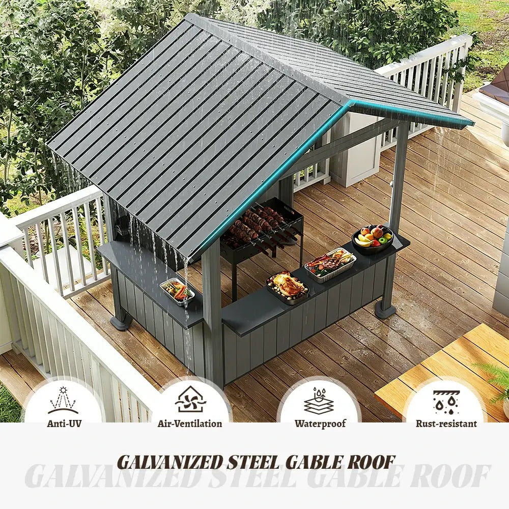 9' x 6' Hardtop Grill Gazebo#color_gray