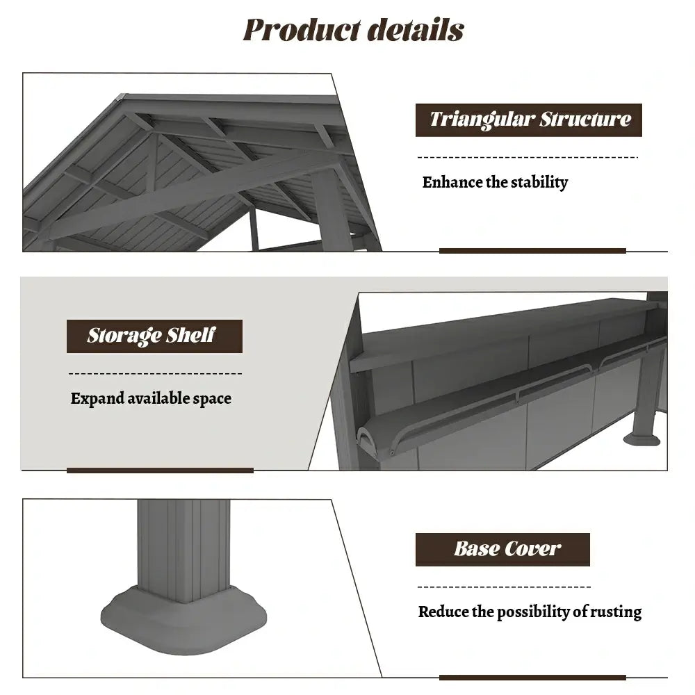 9' x 6' Hardtop Grill Gazebo#color_gray