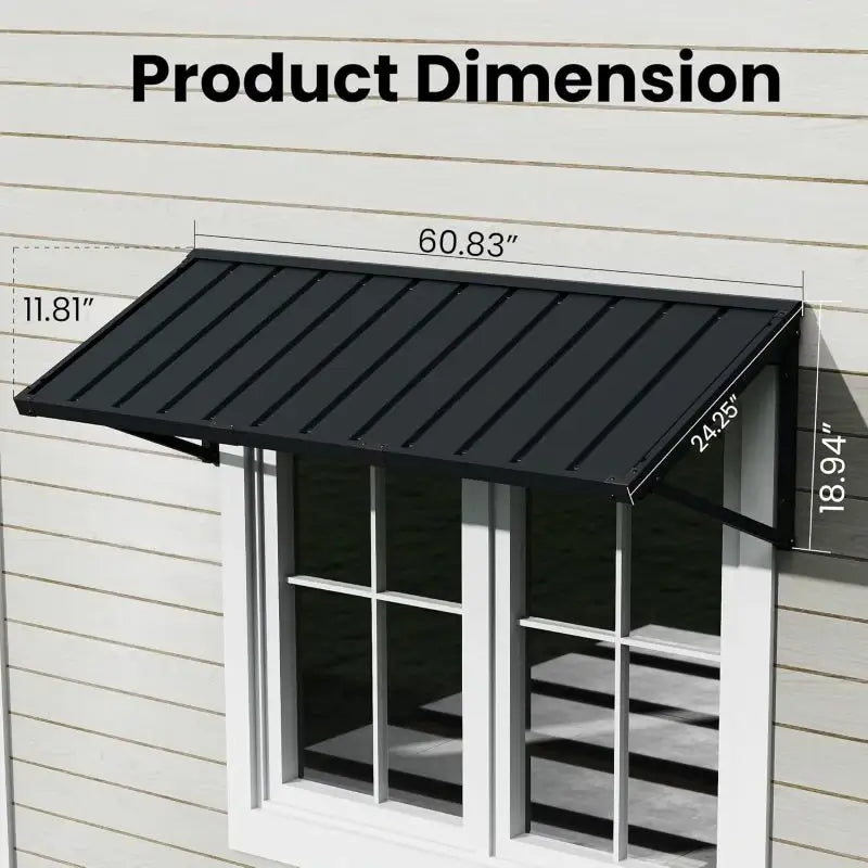 Gray Metal Window Awnings#size_60.83" W x 24" D x 18.94" H