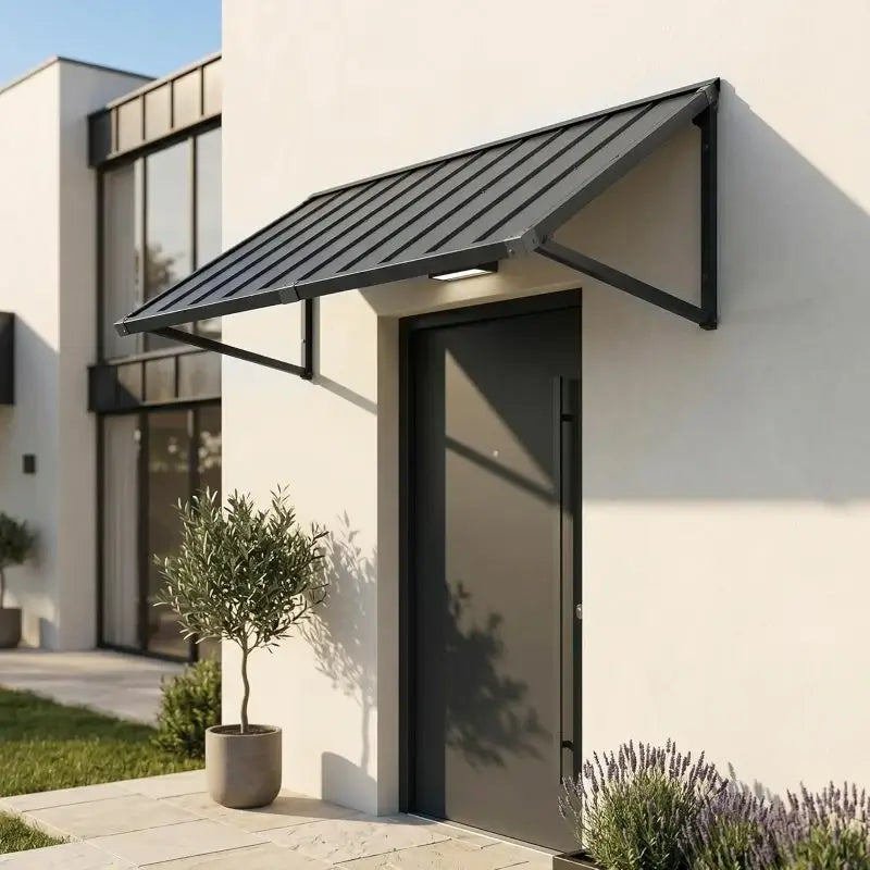 Gray Metal Window Awnings#size_60.63" W x 36" D x 22.87" H
