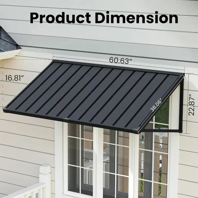 Gray Metal Window Awnings#size_60.63" W x 36" D x 22.87" H