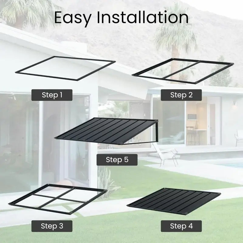 Gray Metal Window Awnings#size_60.63" W x 36" D x 22.87" H