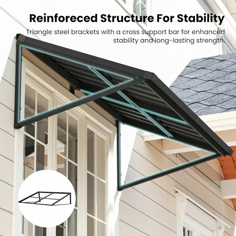 Gray Metal Window Awnings#size_60.63" W x 36" D x 22.87" H