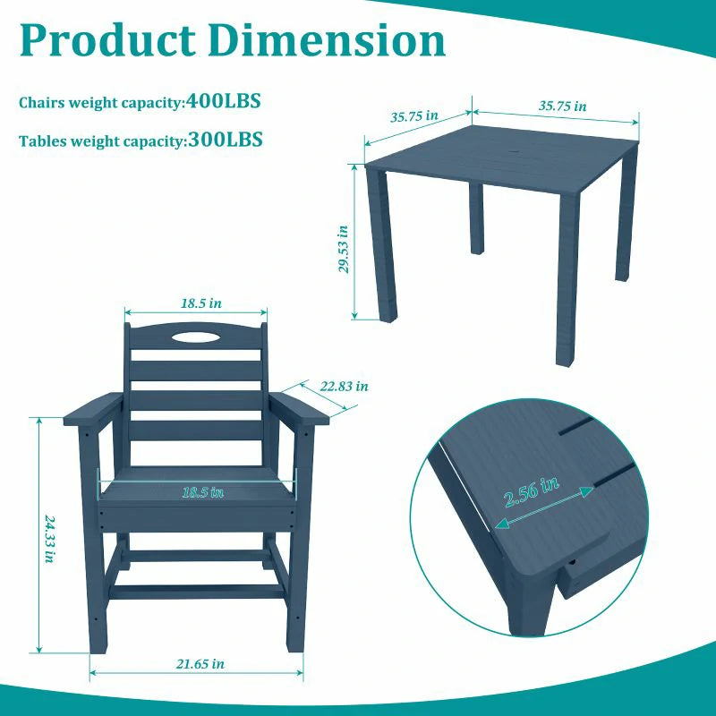 HDPE Barstools and Table Set#color_dark blue