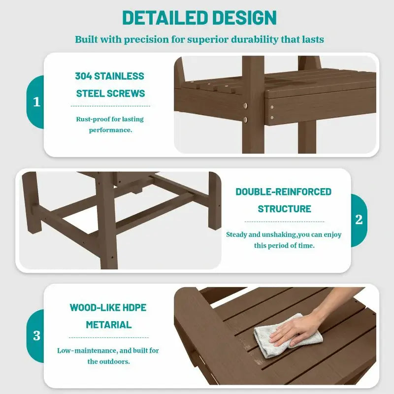HDPE Barstools and Table Set#color_brown