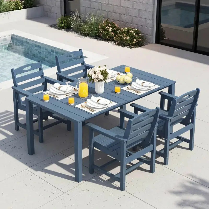 HDPE Barstools and Table Set#color_dark blue