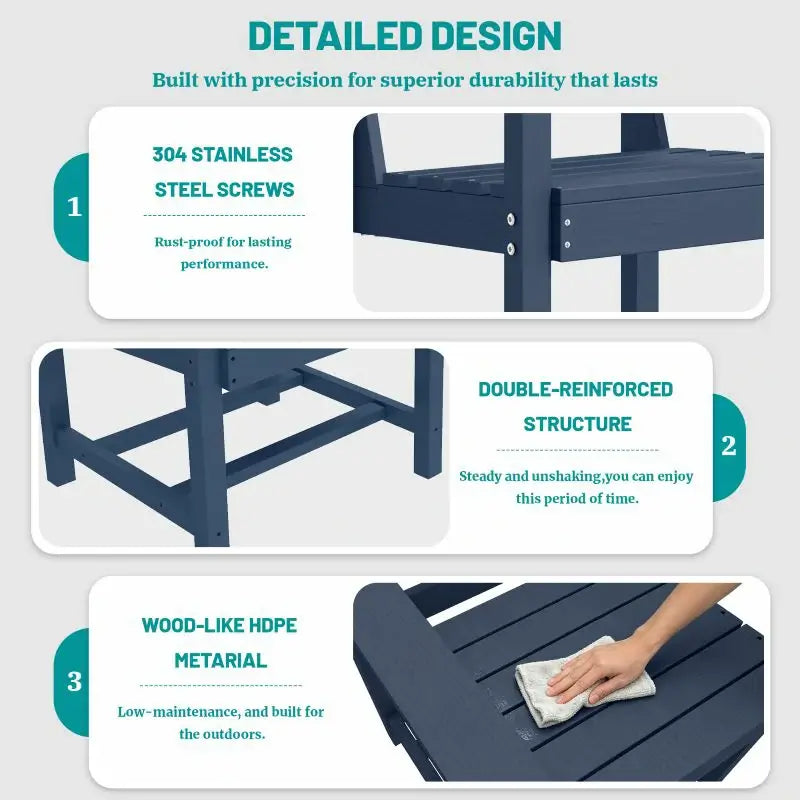 HDPE Barstools and Table Set#color_dark blue