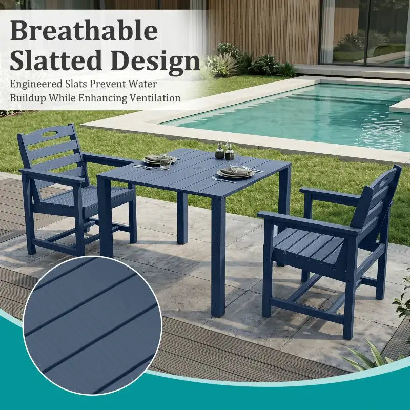 HDPE Barstools and Table Set#color_dark blue