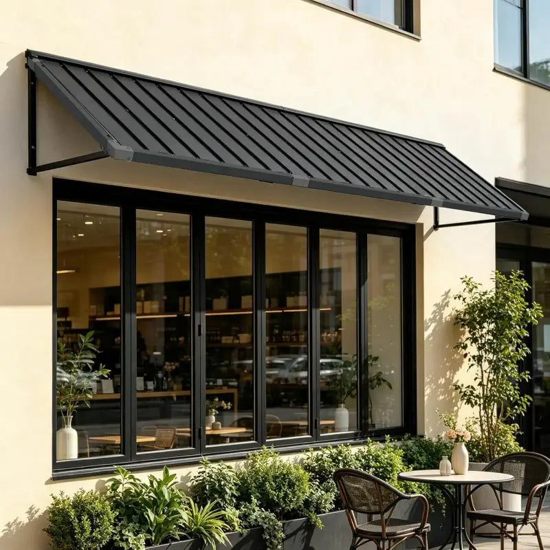Gray Metal Window Awnings#size_100.04" W x 36" D x 22.91" H