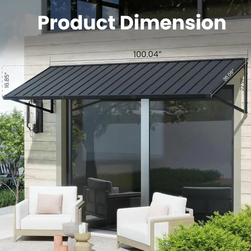 Gray Metal Window Awnings#size_100.04" W x 36" D x 22.91" H