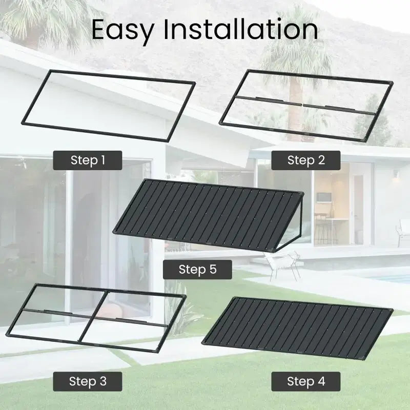 Gray Metal Window Awnings#size_100.04" W x 36" D x 22.91" H