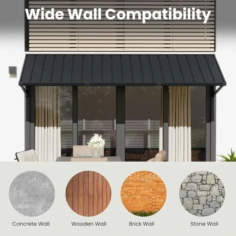 Gray Metal Window Awnings#size_100.04" W x 36" D x 22.91" H
