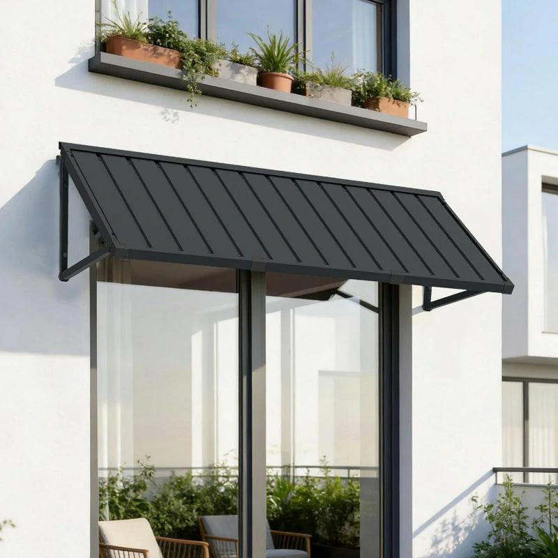 Gray Metal Window Awnings#size_70.63" W x 24" D x 18.94" H