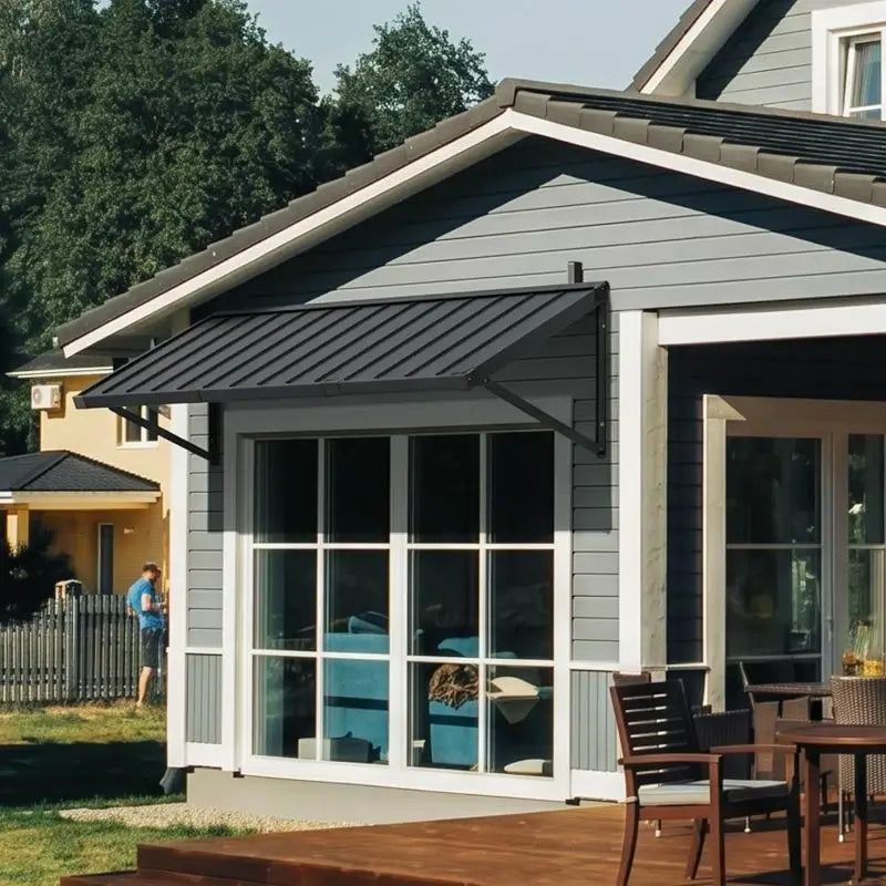 Gray Metal Window Awnings#size_70.63" W x 24" D x 18.94" H