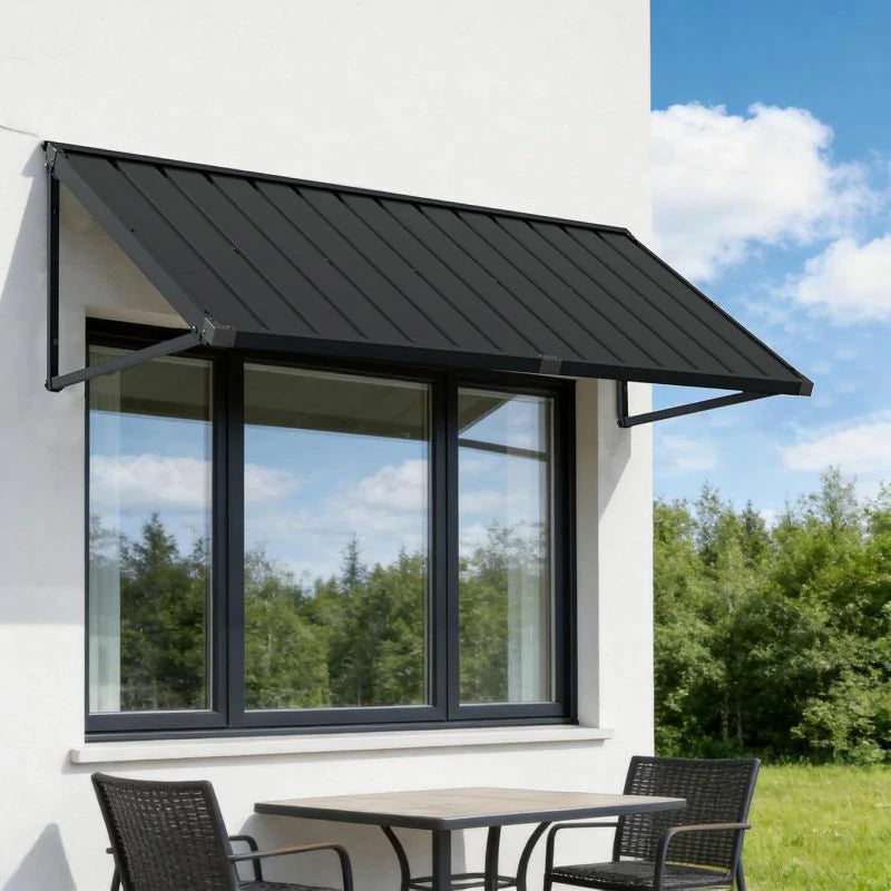 Gray Metal Window Awnings#size_70.55" W x 36" D x 22.91" H