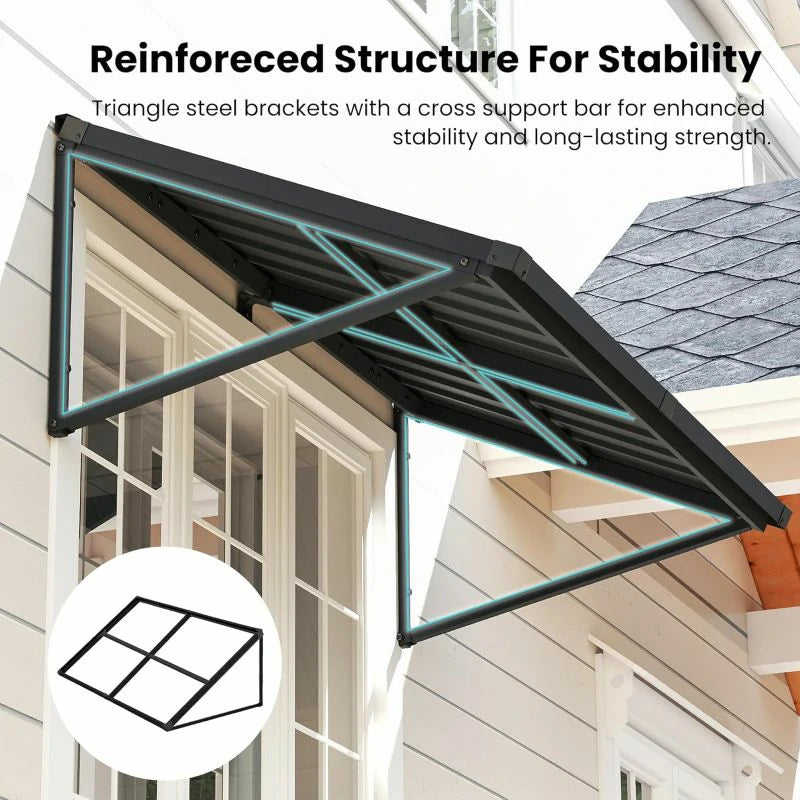 Gray Metal Window Awnings#size_70.55" W x 36" D x 22.91" H