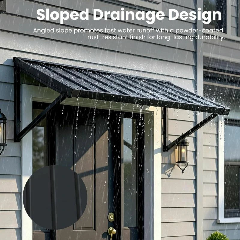 Gray Metal Window Awnings#size_70.55" W x 36" D x 22.91" H