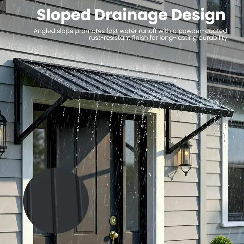 Gray Metal Window Awnings#size_80.43" W x 24" D x 18.94" H