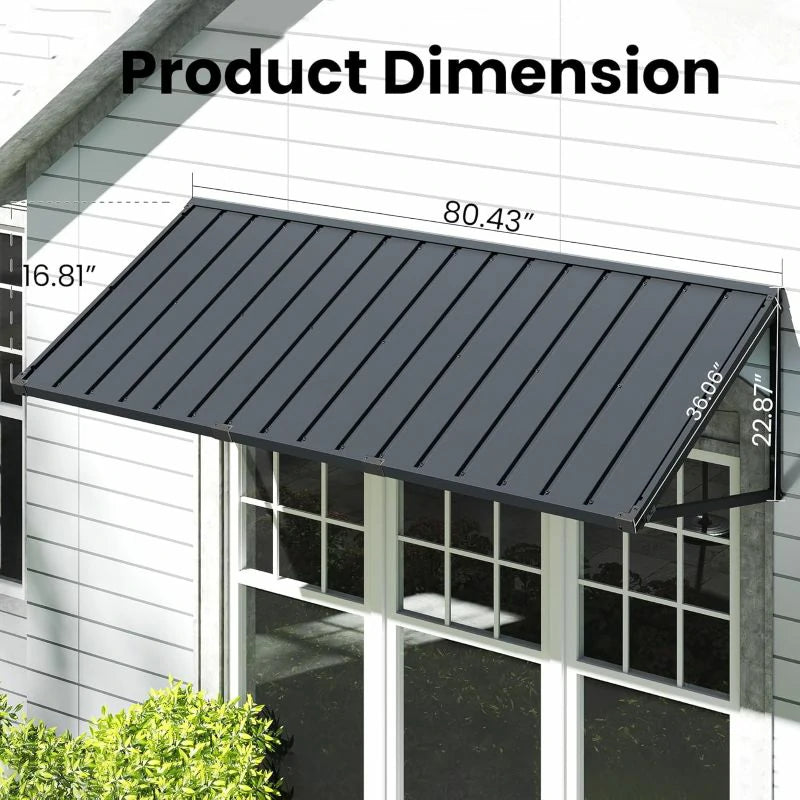 Gray Metal Window Awnings#size_80.43" W x 36" D x 22.87" H