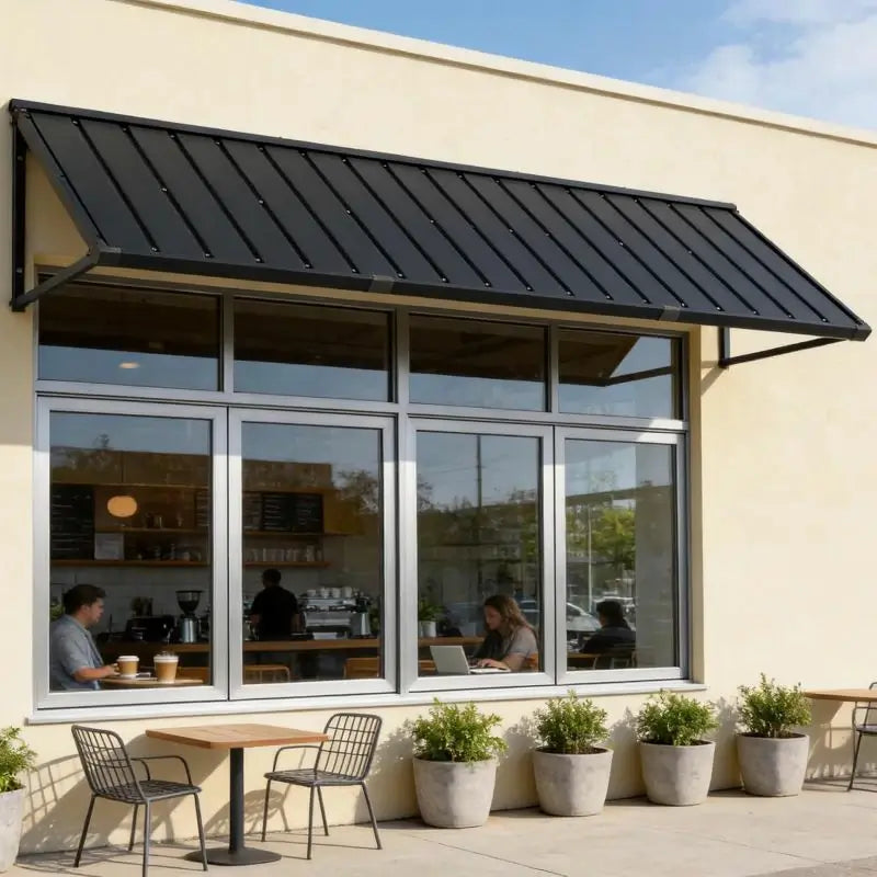 Gray Metal Window Awnings#size_90" W x 36" D x 22" H