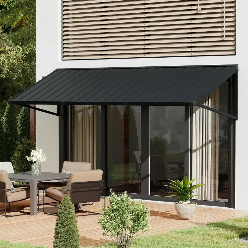 Gray Metal Window Awnings#size_90" W x 36" D x 22" H
