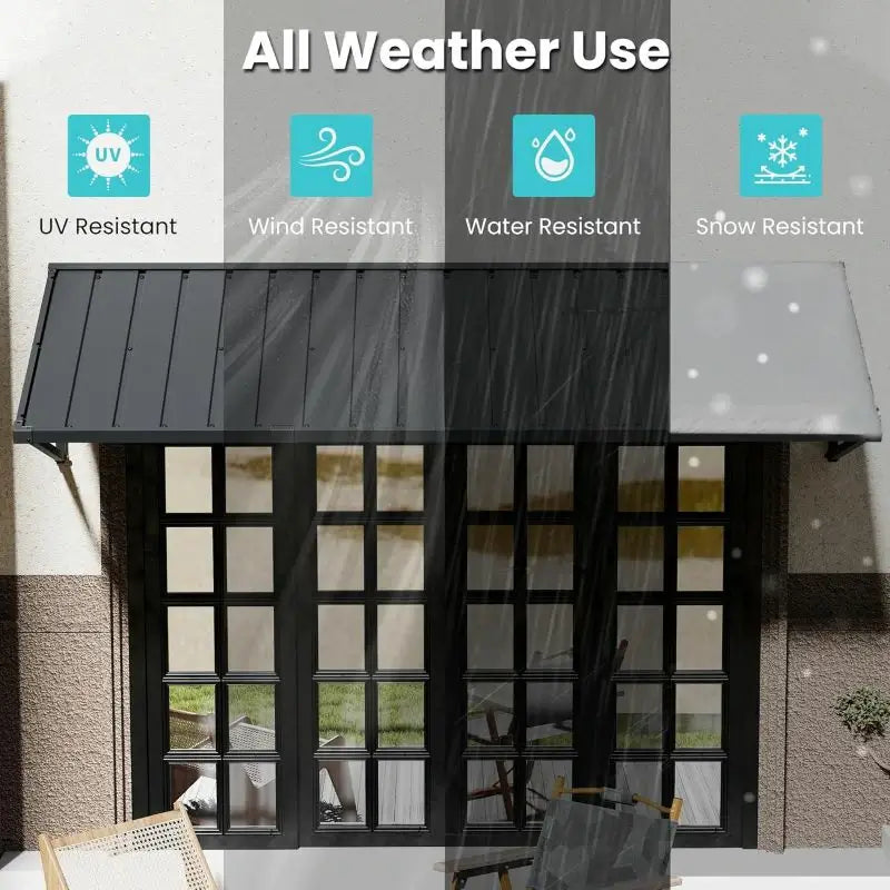 Gray Metal Window Awnings#size_90" W x 36" D x 22" H