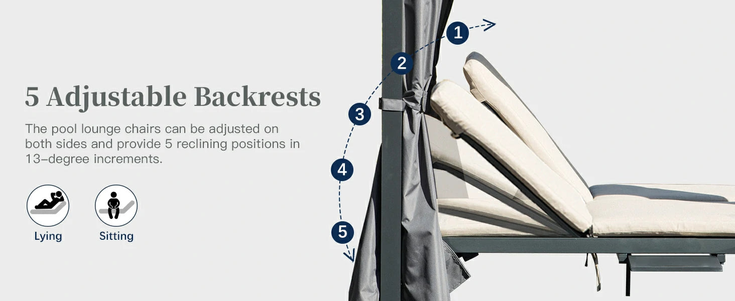 Domi Chaise Lounge Daybed with Canopy