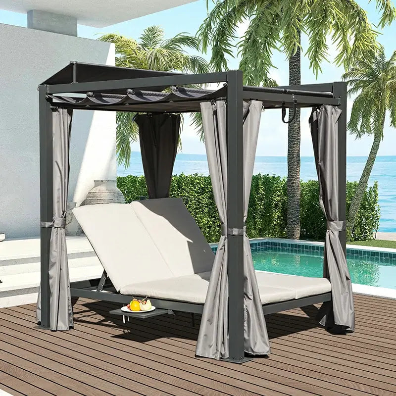 Domi Outdoor Living Chaise Lounge Daybed with Canopy