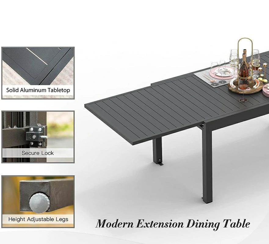 Extendable Aluminum Outdoor Dining Table