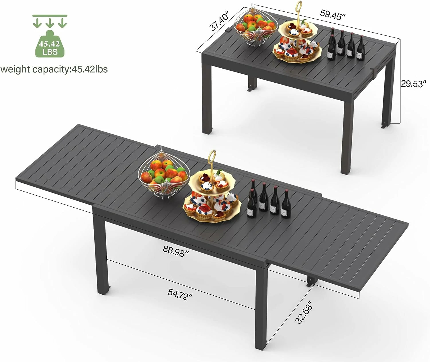 Extendable Aluminum Outdoor Dining Table