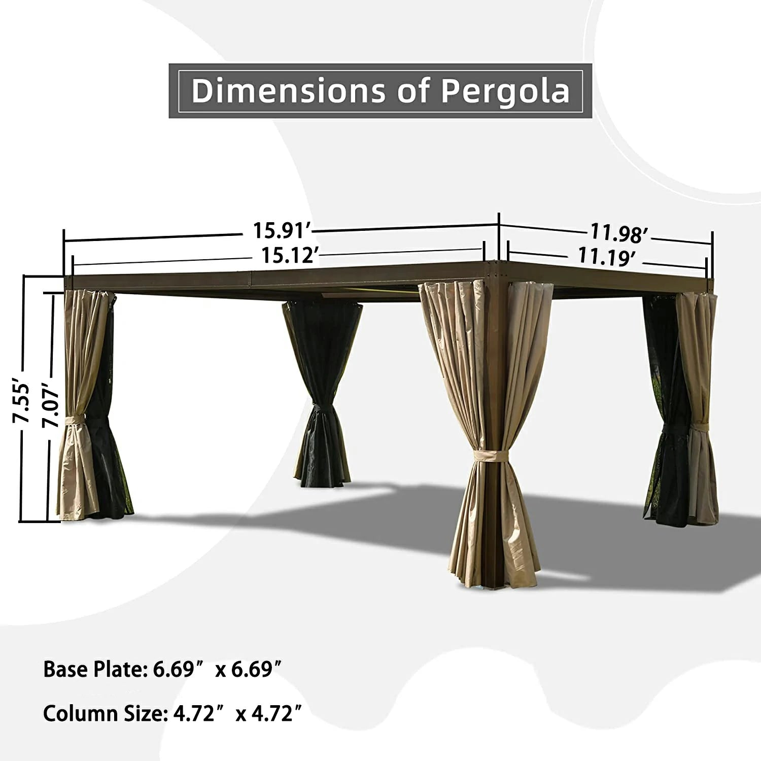 Domi Outdoor Living louvered pergola brown#size_12'x16'