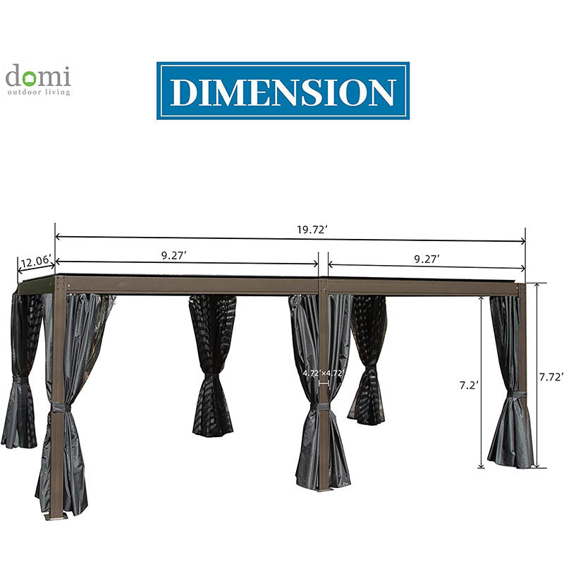 Domi Outdoor Living louvered pergola brown#size_12'x20'