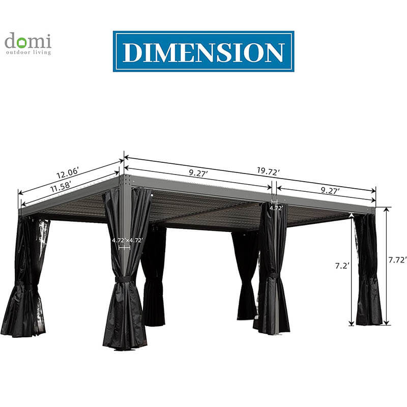 Domi Outdoor Living louvered pergola gray#size_12'x20'