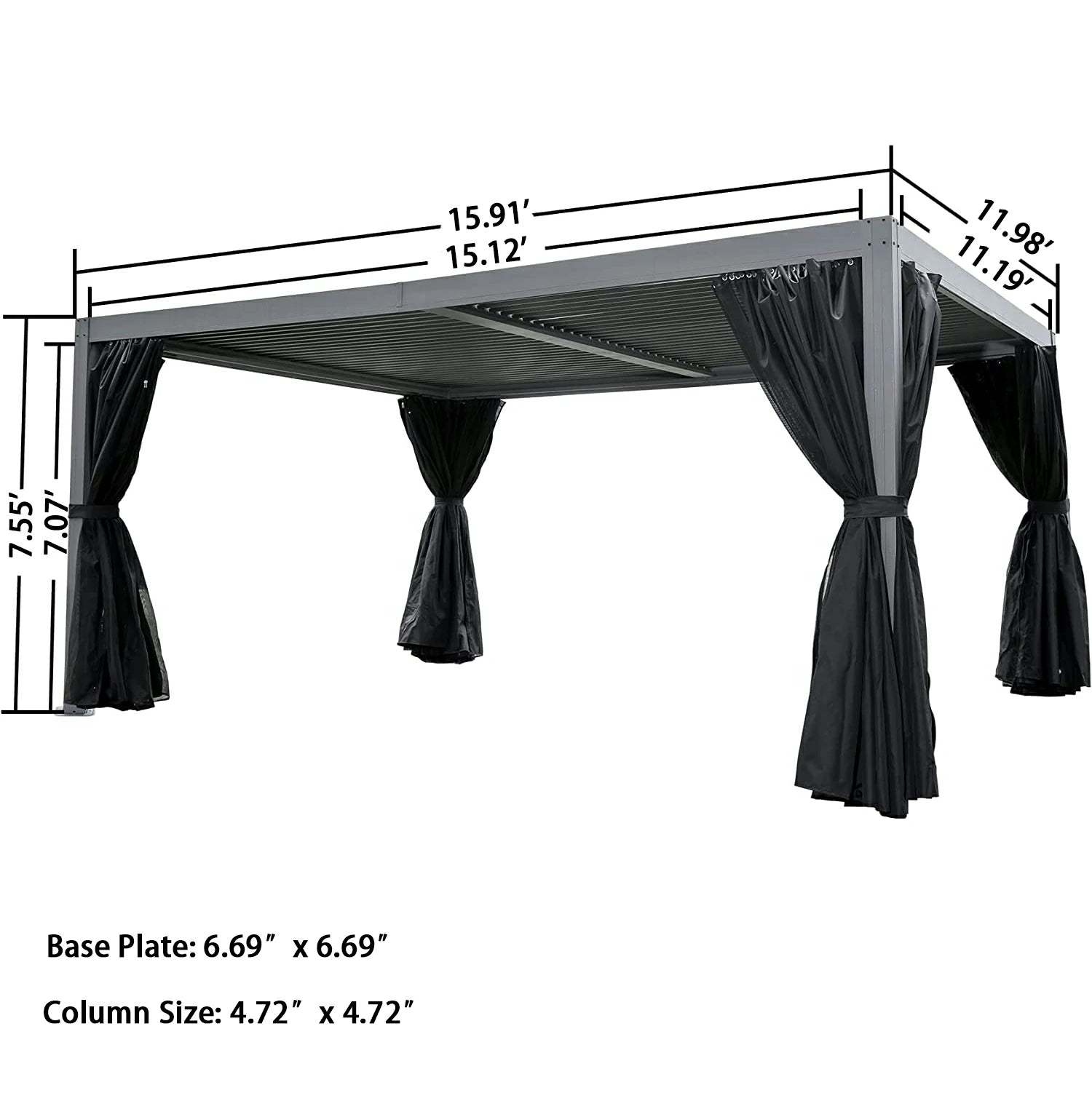 Domi Outdoor Living louvered pergola gray#size_12'x16'
