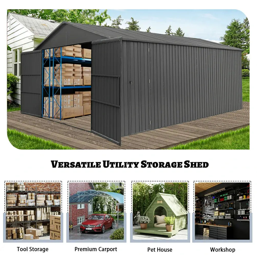 Domi Outdoor Living metal garage storage shed#size_12'x20'